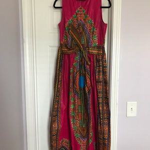 Pink African Print maxi dress